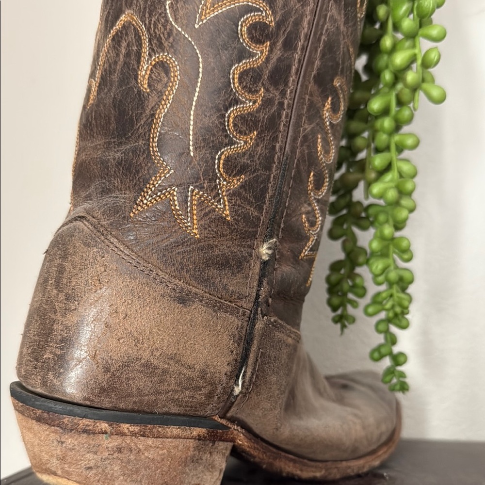 Rustic Authentic Brown Boot Planter with Green Succulents; Homemade by me! - Picture 3 of 6